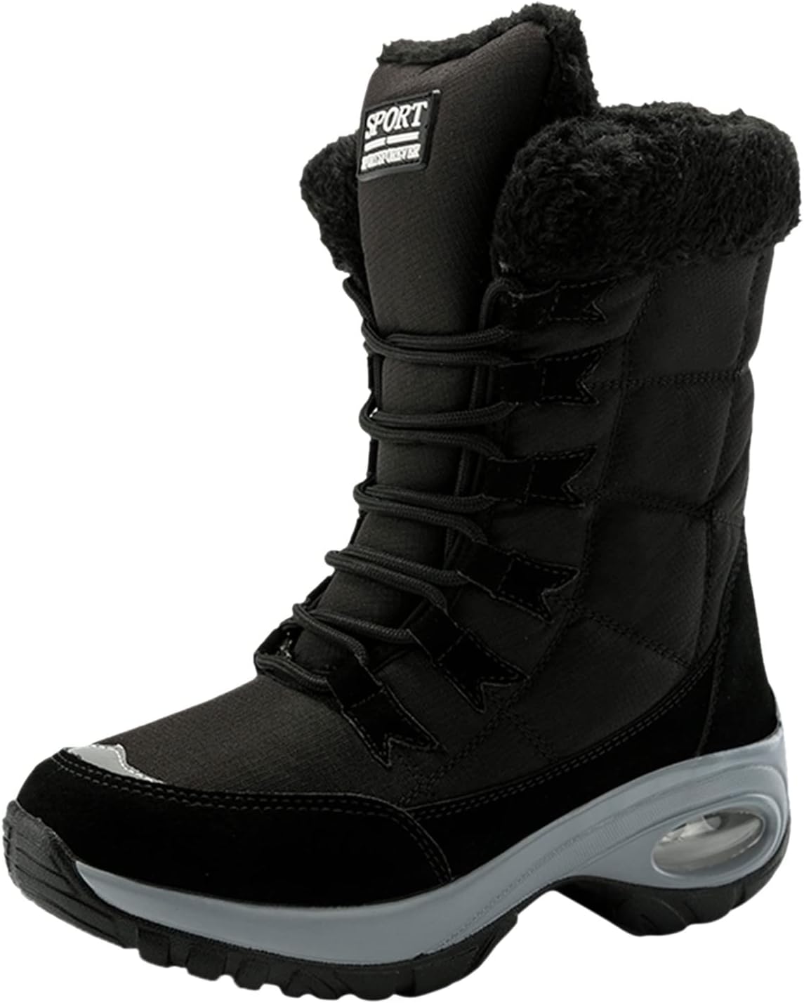 

Мужские зимние ботинки с меховой подкладкой, средние по голенищу, водонепроницаемые, удобные для улицы, зимние ботинки, без шнурков, нескользящие, для походов и треккинга Generic, черный