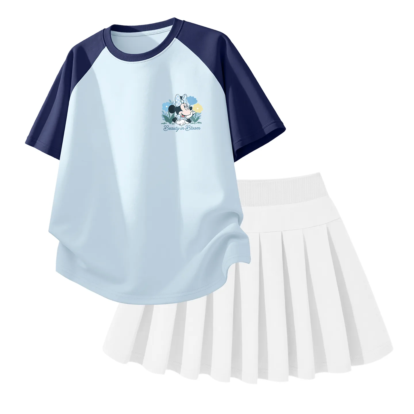 Детский комплект юбка Disney, Di Smile Flower Sky Blue+Solid Color White