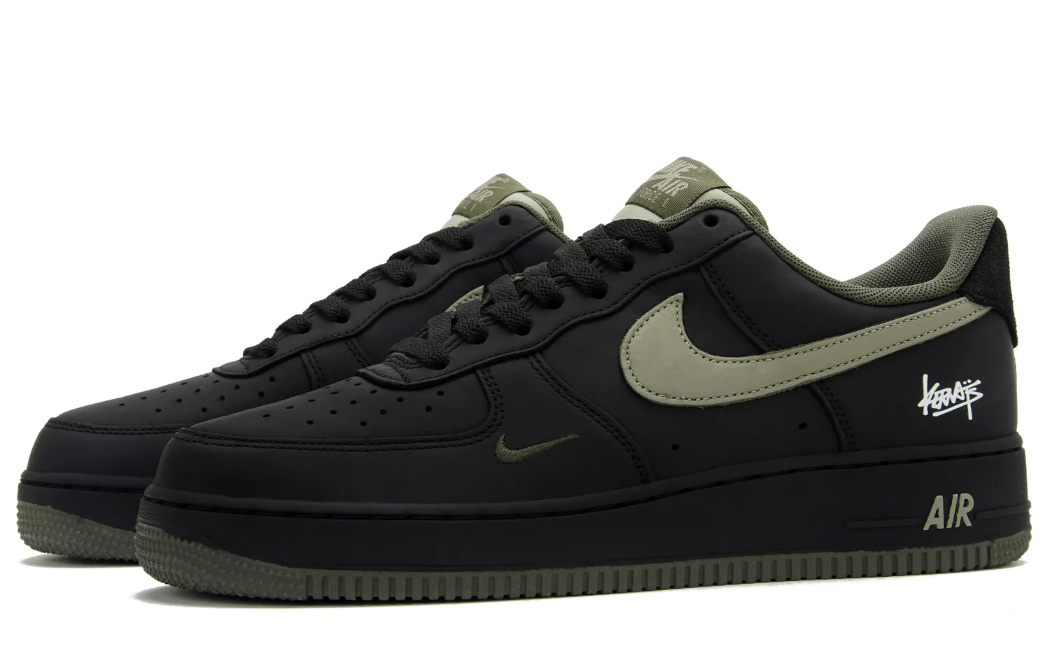Nike Кроссовки Air Force 1 Black Matcha Abrasion Resistant Low top мужские черные коричневые зеленые — фото 4