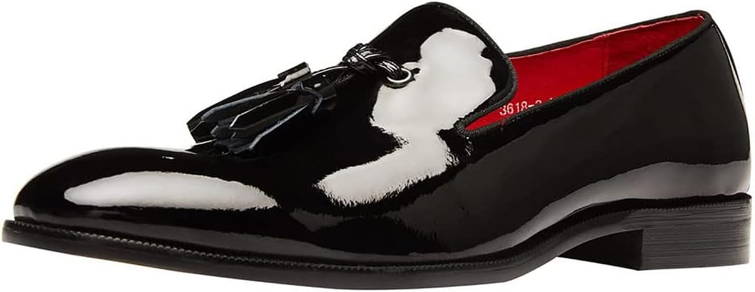 

Мужские слипоны Santimon с кисточками, пенни-лоферы, повседневные и вечерние лакированные туфли-слипперы черного цвета, официальная обувь для мужчин