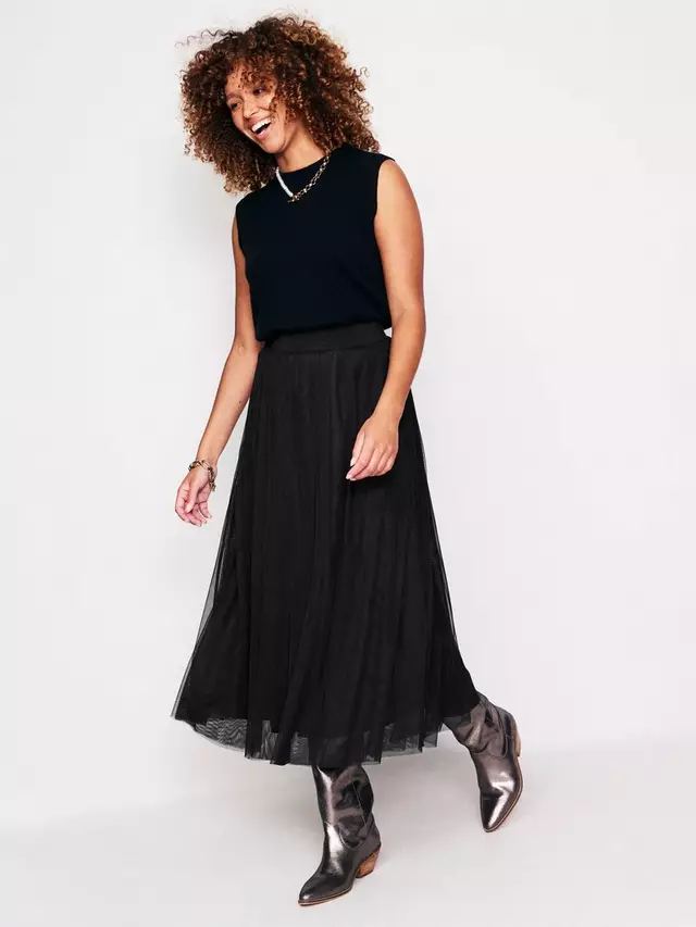 

Юбка Boden Isabella Tulle Midi, черный