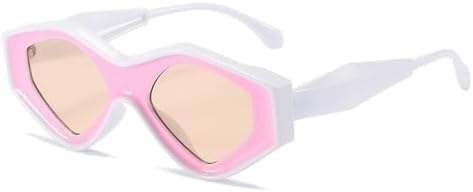 

Винтажные многоугольные солнцезащитные очки 2027 года для женщин, двухцветные солнцезащитные очки для мужчин, нестандартной формы, защита от УФ-излучения UV400 MTZJH, C6whitepink