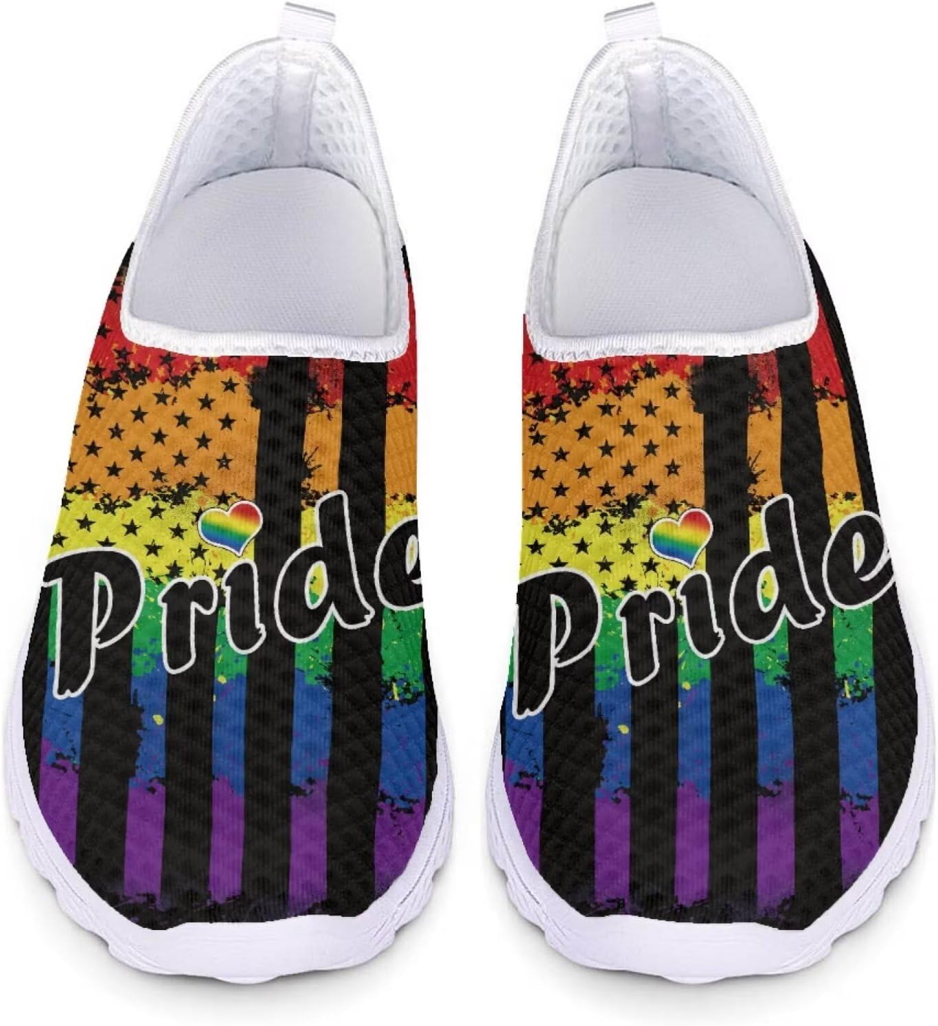 

Кроссовки Belidome для женщин и мужчин, водонепроницаемые слипоны для ходьбы, бега и походов, спортивные, дышащие, легкие, Rainbow Usa Flag Style