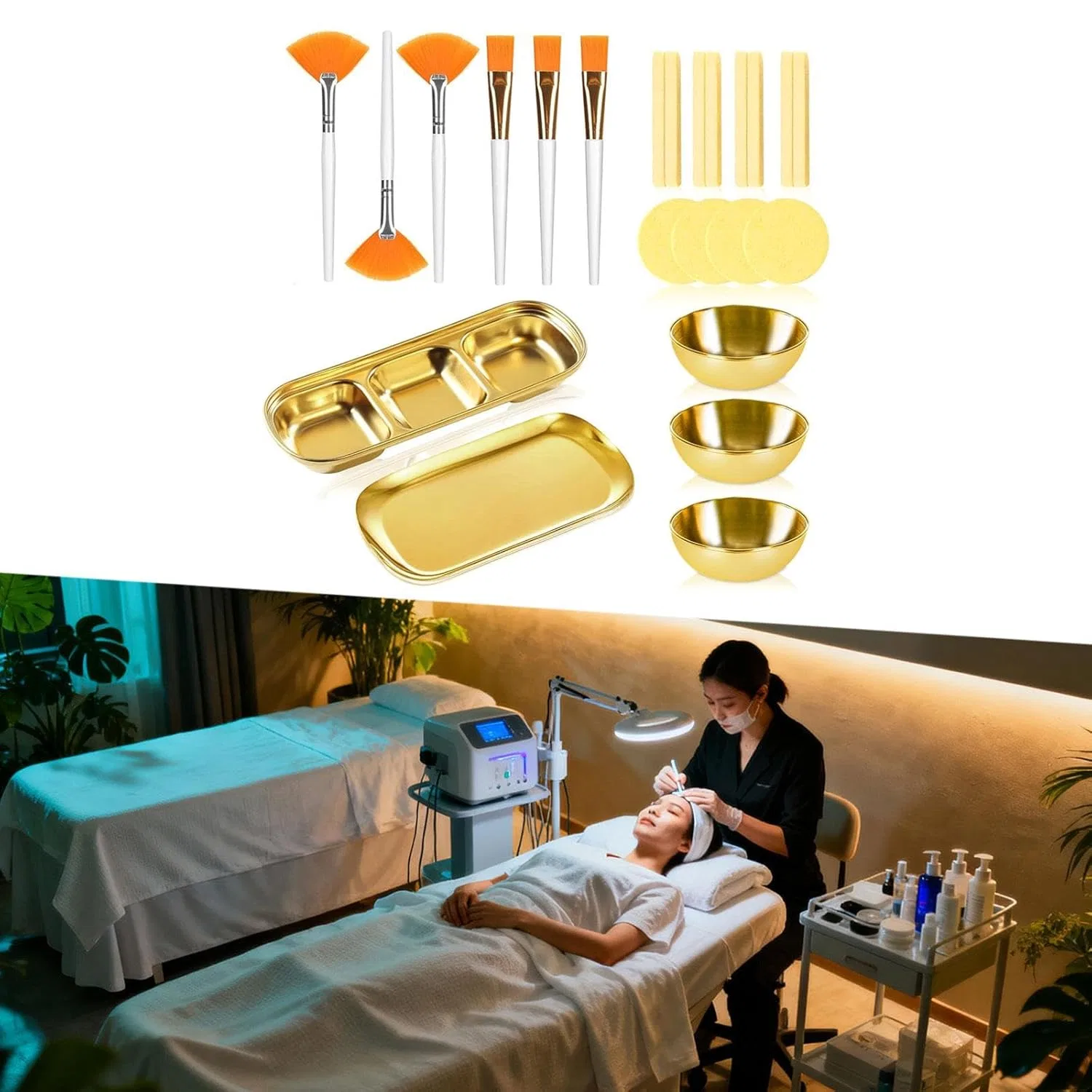 Набор для приготовления масок для лица из 23 предметов ‎Ysxowiui, Gold — фото 3