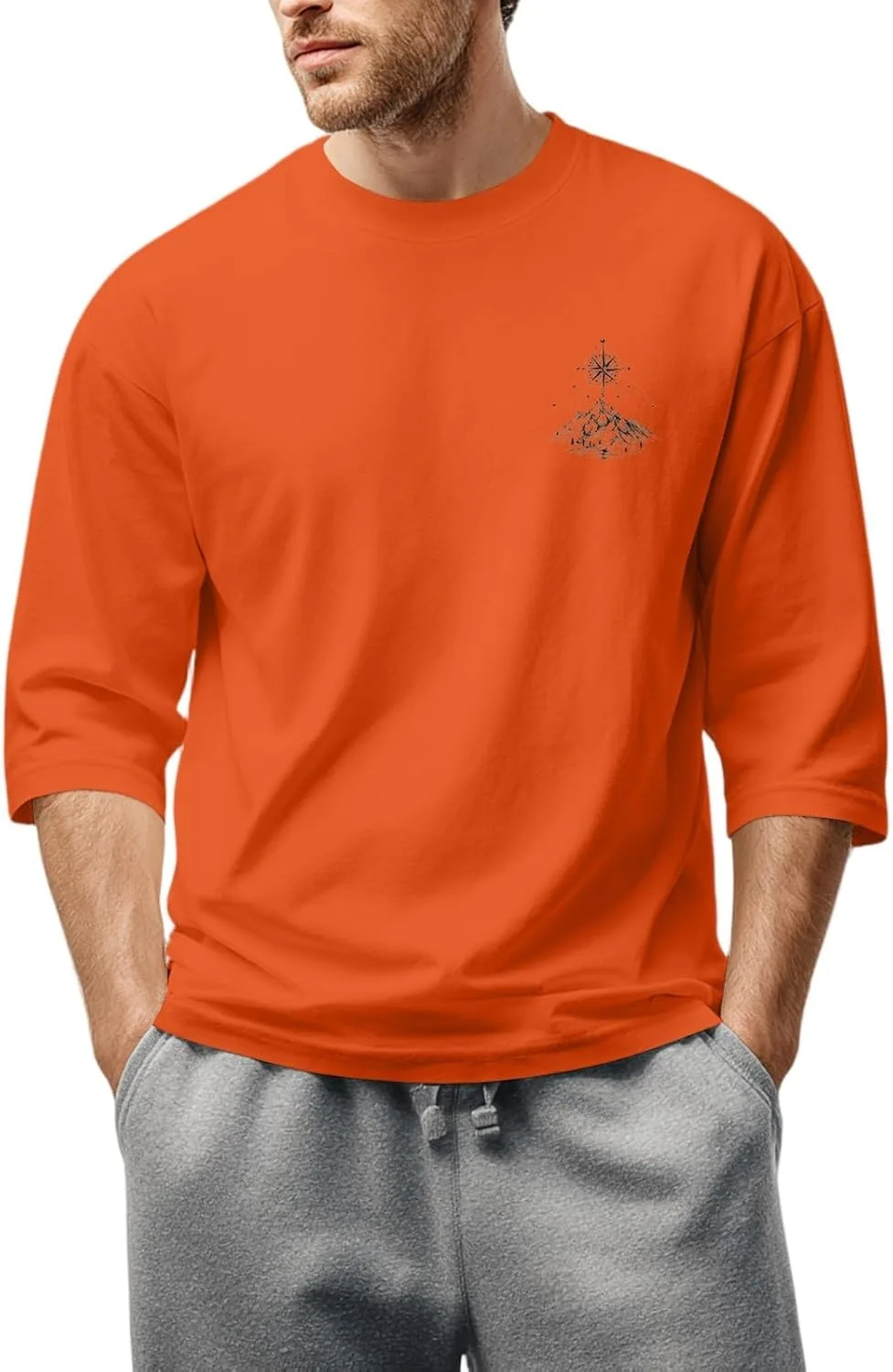 

WENKOMG1 мужская футболка с принтом, 3/4 рукава, S-3XL