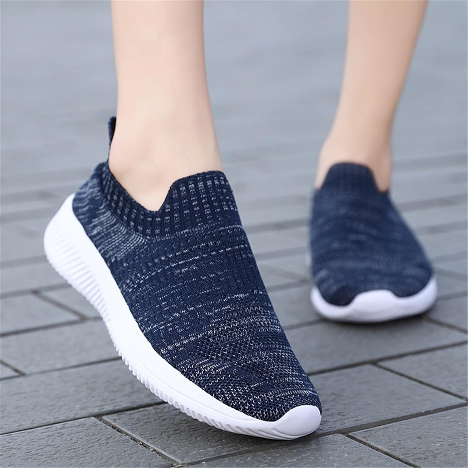 Мужские кроссовки IWIHMIV Slip On для ходьбы, тенниса и бега, легкие, дышащие, повседневные и для тренировок, синий — фото 3