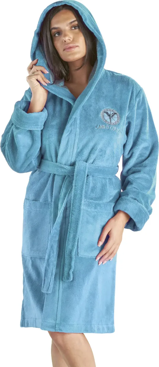 

CARLO COLUCCI женский халат "Como" (1 шт.), с контрастным воротником, бирюзовый