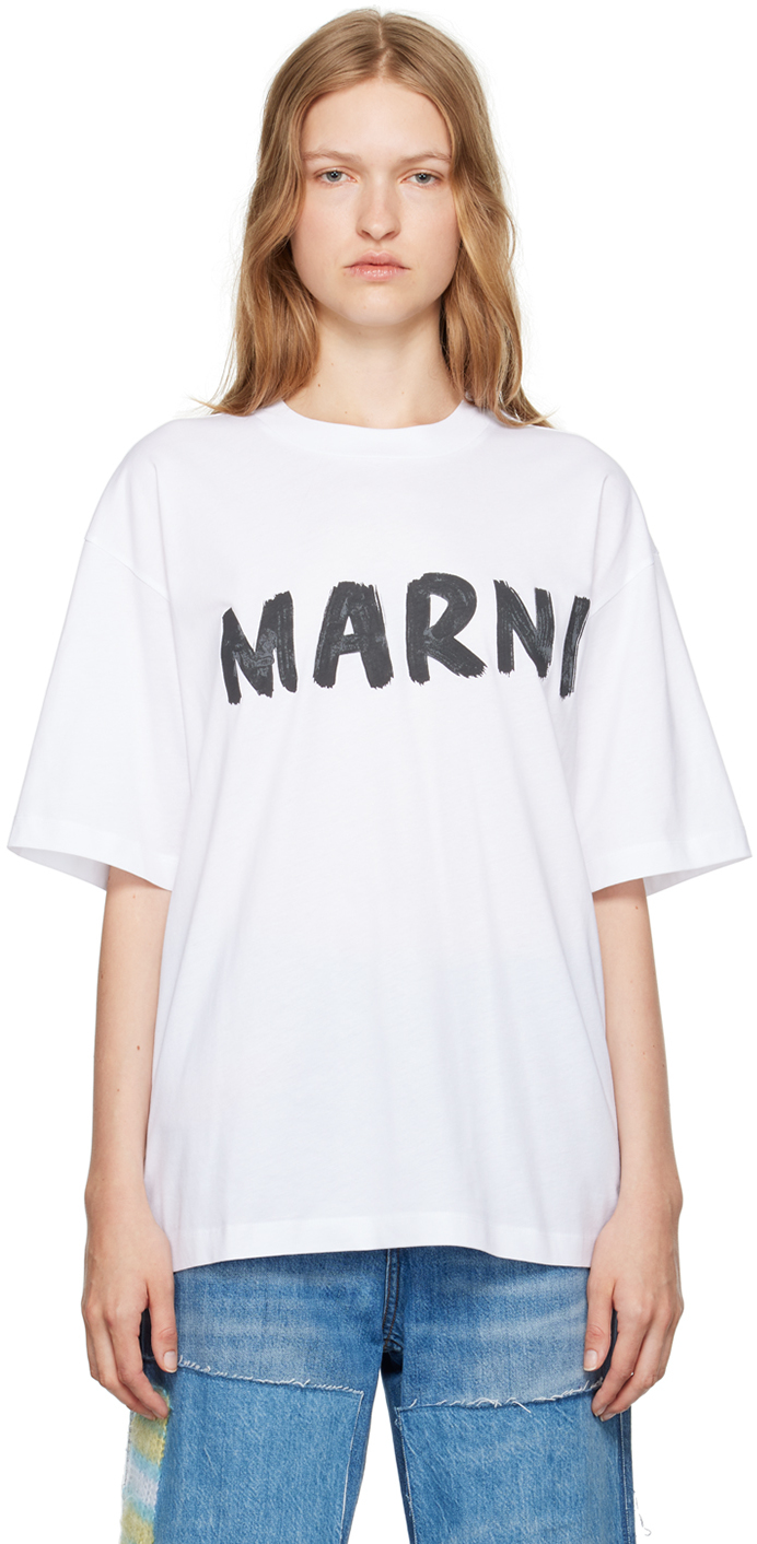 

Белая футболка с логотипом Marni, Lily white