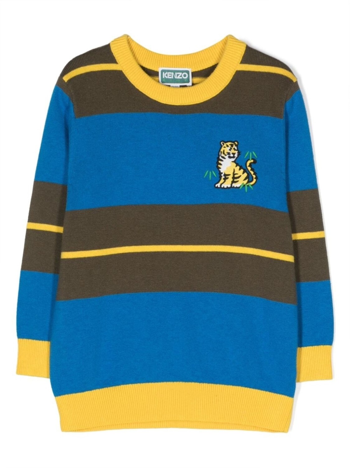 

Kenzo Kids полосатый джемпер с вышитым логотипом, синий