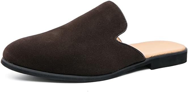 

Мужские кожаные тапочки Senlongbao, бархатные лоферы без задника, модные мюли, сабо с противоскользящей подошвой, шлепанцы для мужчин и женщин, дизайнерские размеры 7-12, коричневый