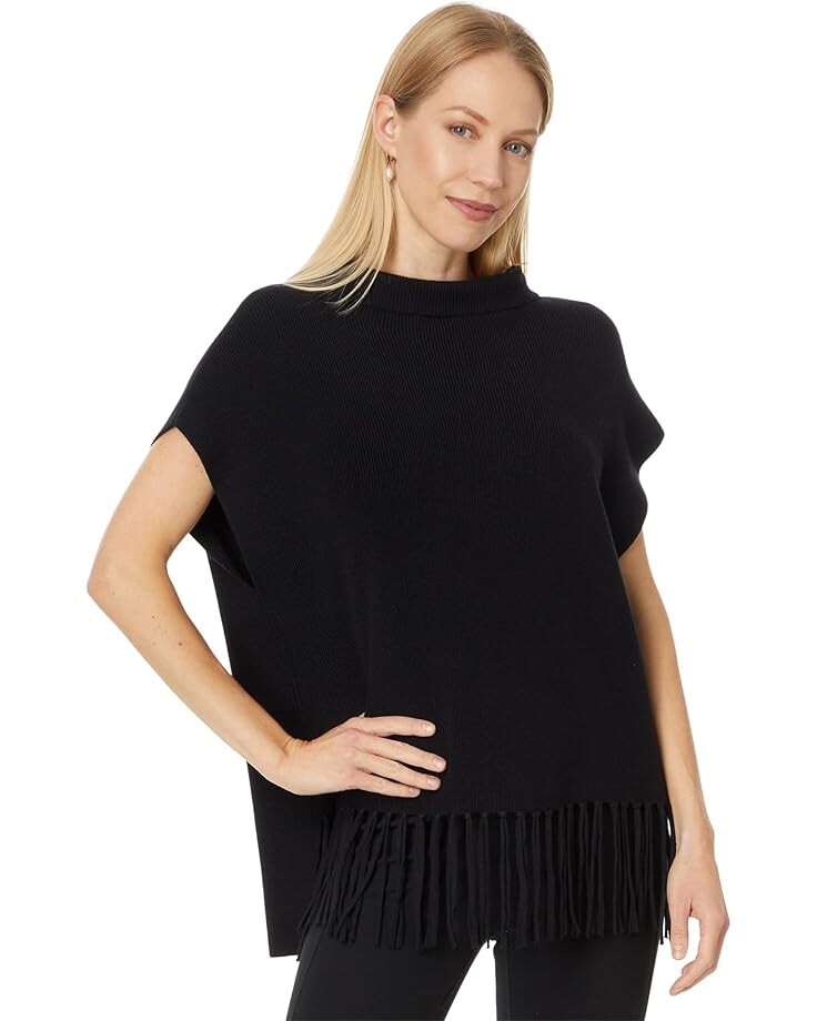 

Свитер Elliott Lauren Modal Knits - Sleeveless Turtleneck Sweater with Fringe detail, черный