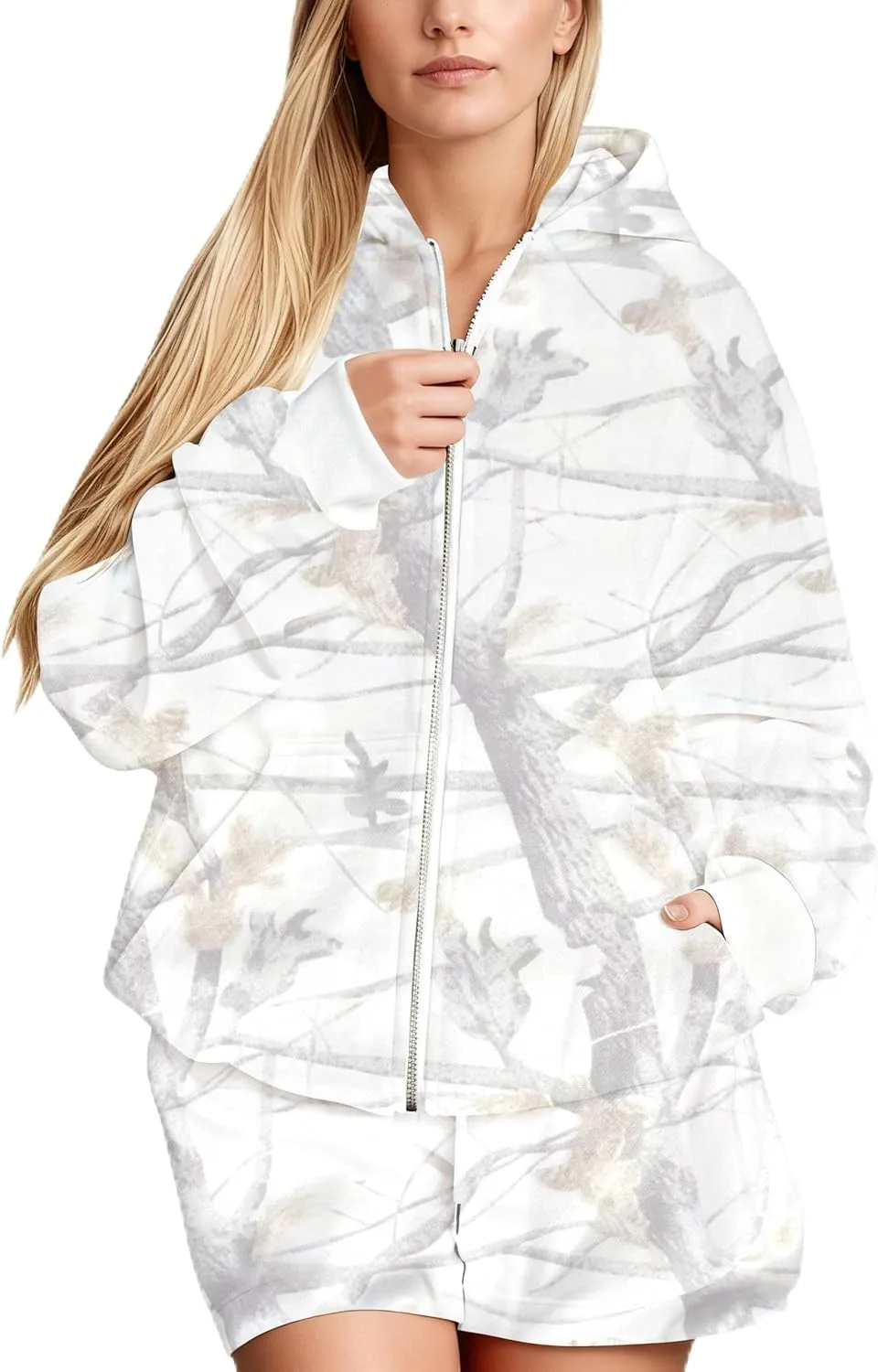 

Толстовка с капюшоном Camo Zip Up, оверсайз, флисовая TERIVEEK