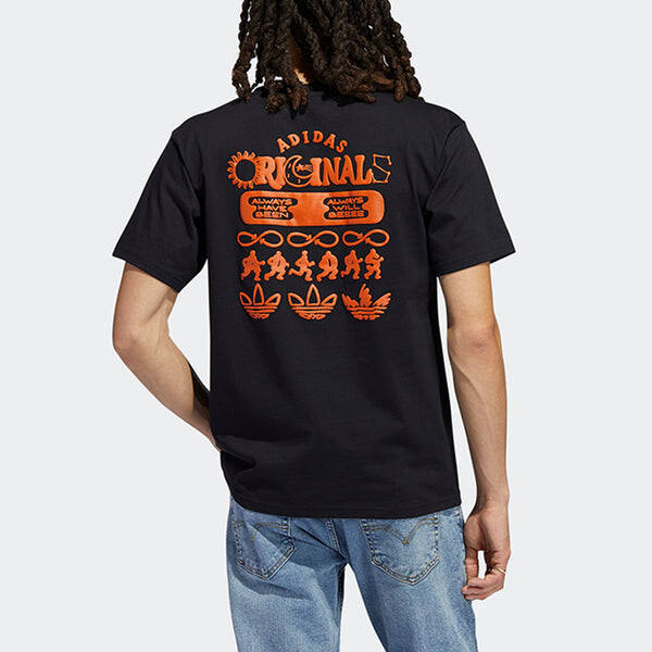 Футболка adidas originals Logo Printing Casual Round Neck Sports Short Sleeve Black, мультиколор — фото 3