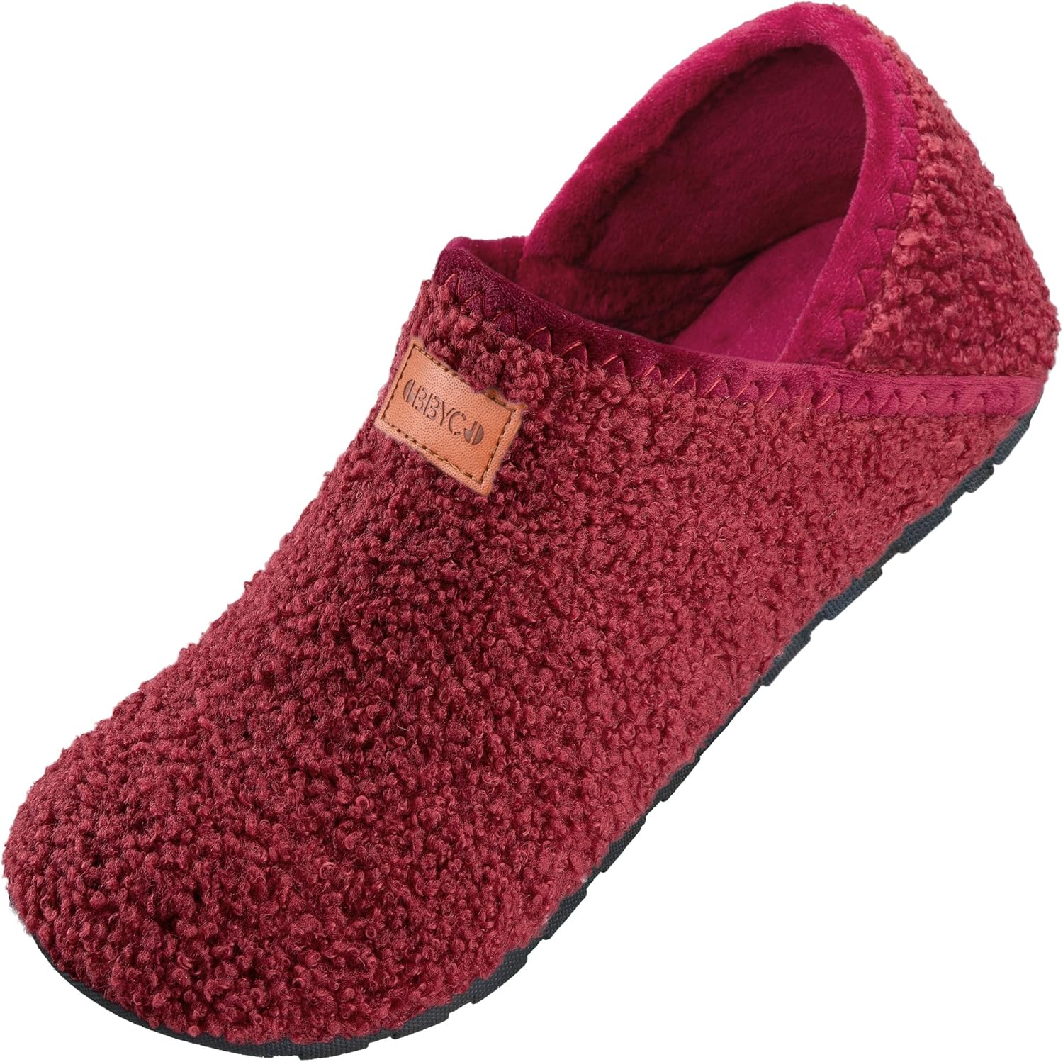 

Женские и мужские пушистые меховые тапочки, повседневная домашняя обувь, нескользящие, для босых ног, теплые с закрытой пяткой, для дома и улицы Obbyco, красный