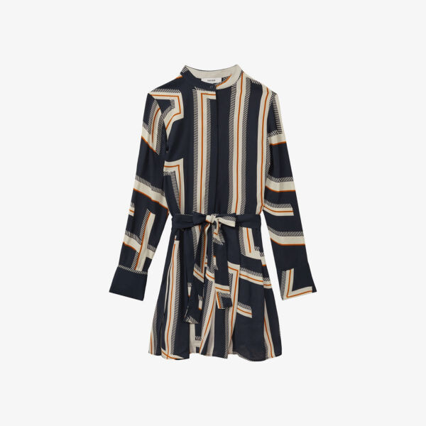 

Мини-Платье Ciara с геометрическим принтом и поясом на талии Reiss, синий