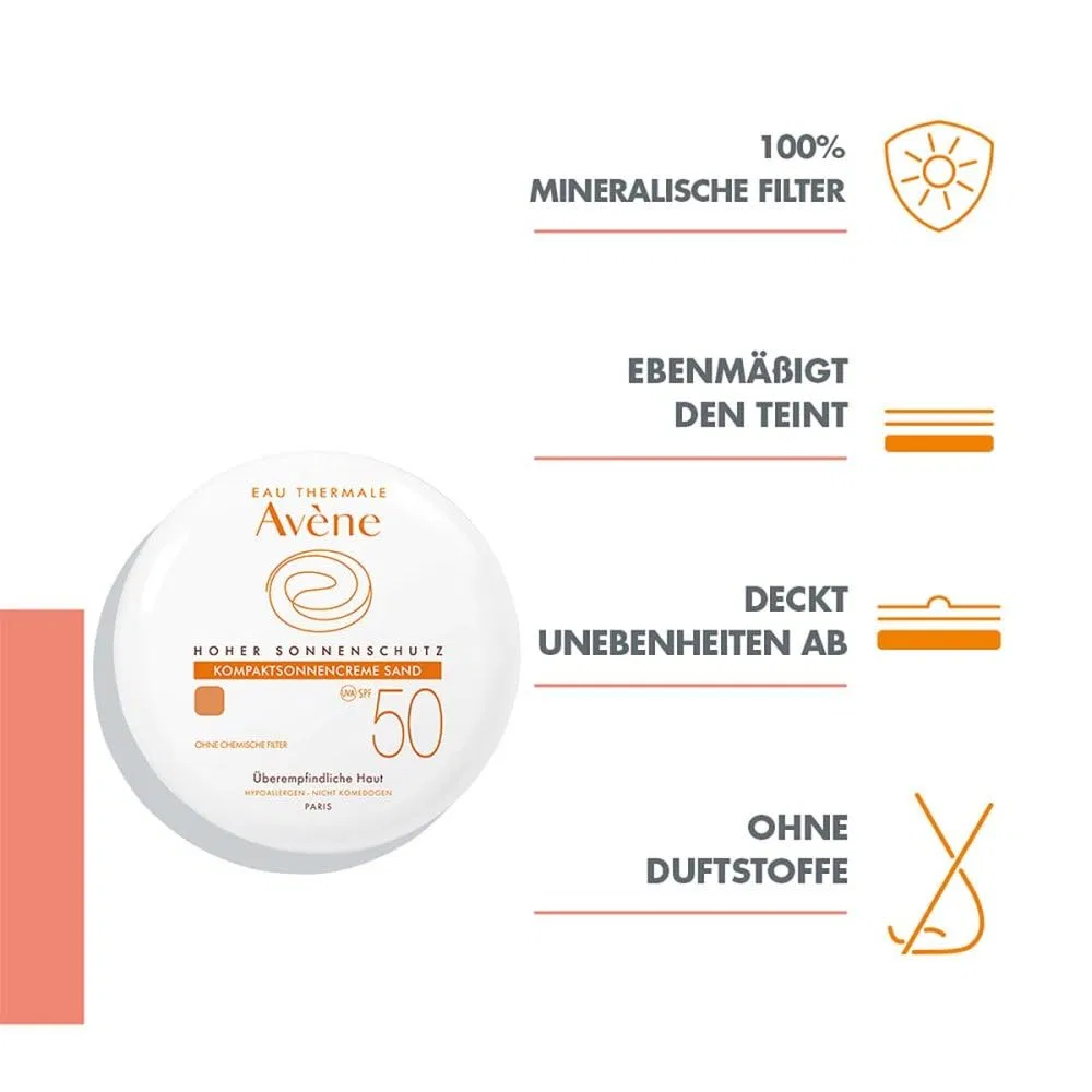 Компактный солнцезащитный крем Avene SPF 50, оттенок песочный, 10 г Avene — фото 2