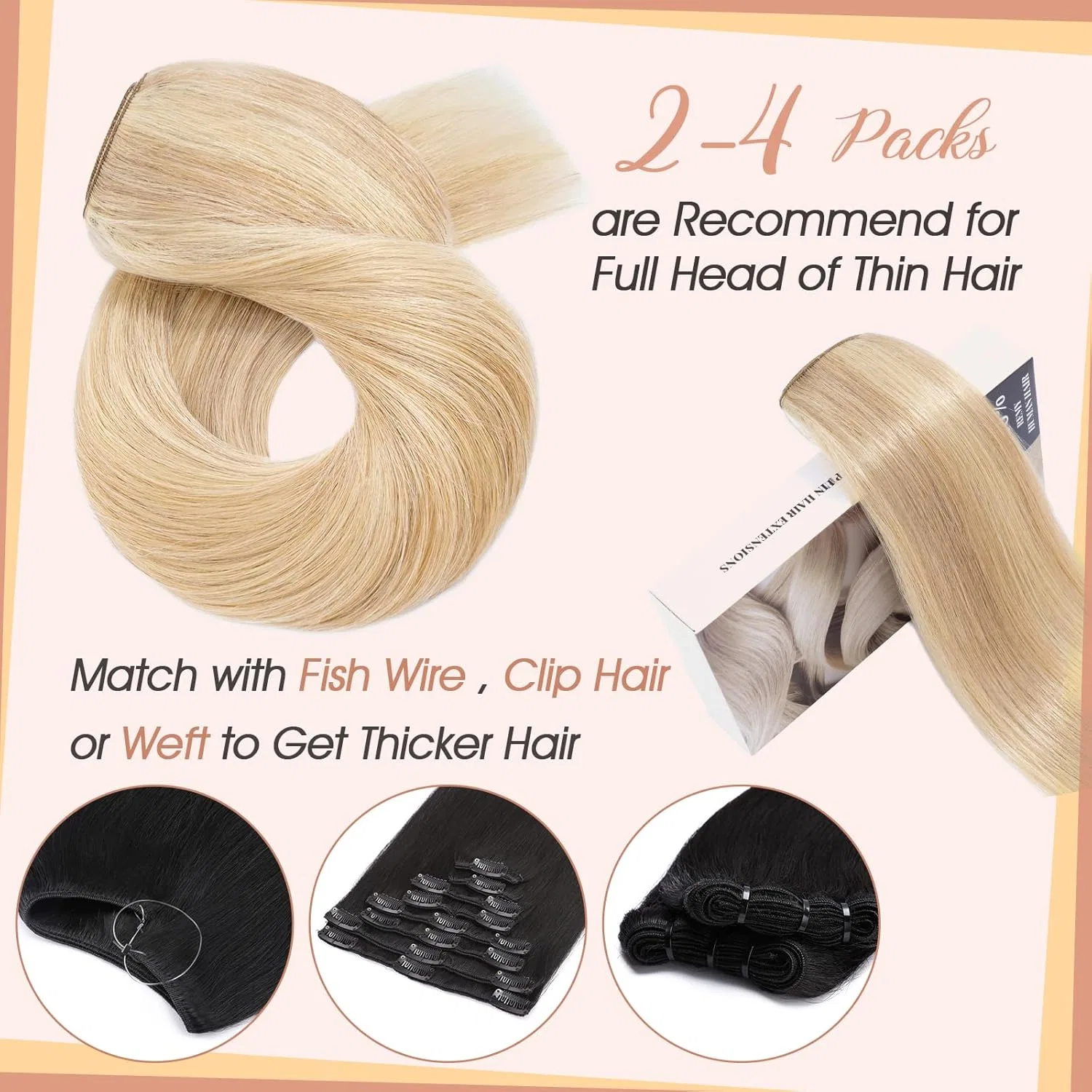 Накладные пряди для волос «Clip-In» от S-noilite S-Noilite, #18/613 Light Ash Blonde/White Blonde — фото 2