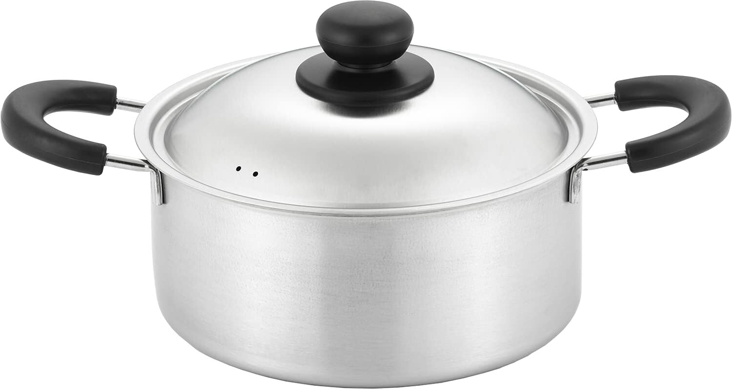 

Кастрюля с двумя ручками Yoshikawa Easy SJ3321, 7,9 дюйма (20 см), совместима с газовым пламенем и индукцией, нержавеющая сталь, сделано в Японии, серебро, Silver