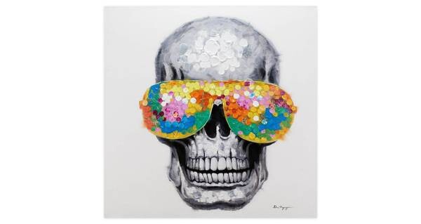 

Акриловая картина ручной работы KUNSTLOFT Funky Totenkopf цвет grau/multicolor