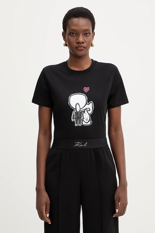 

Хлопковая футболка ikon Karl Lagerfeld, черный