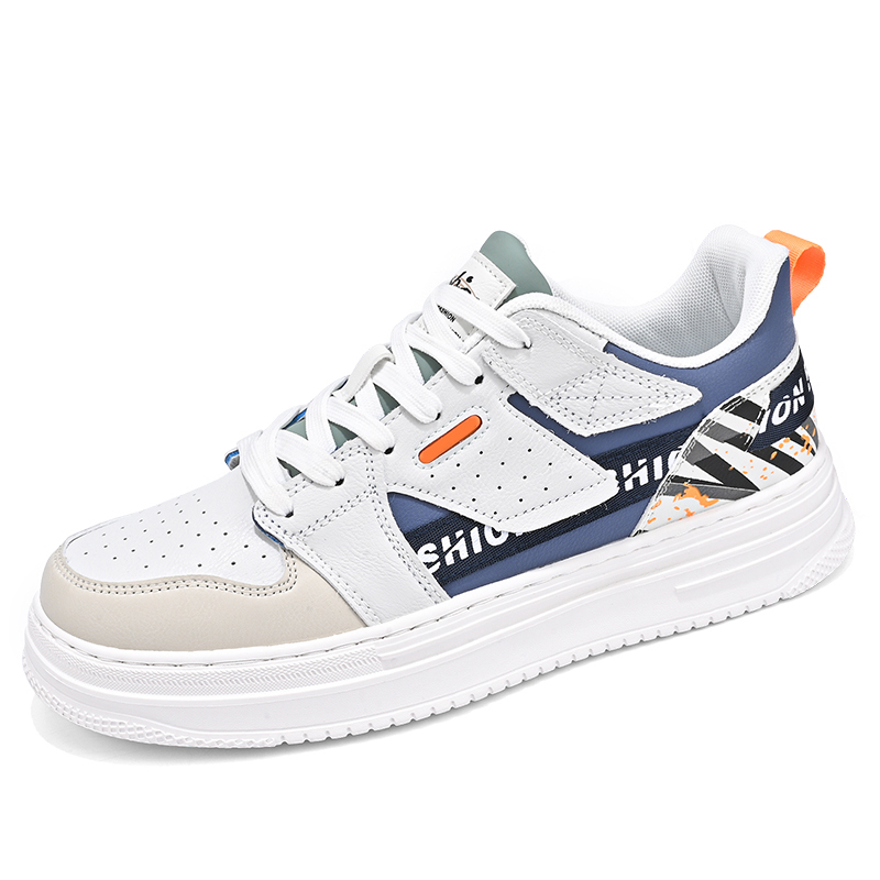 

Нескользящие низкие кроссовки для скейтбординга для мужчин EGCHI, White Blue