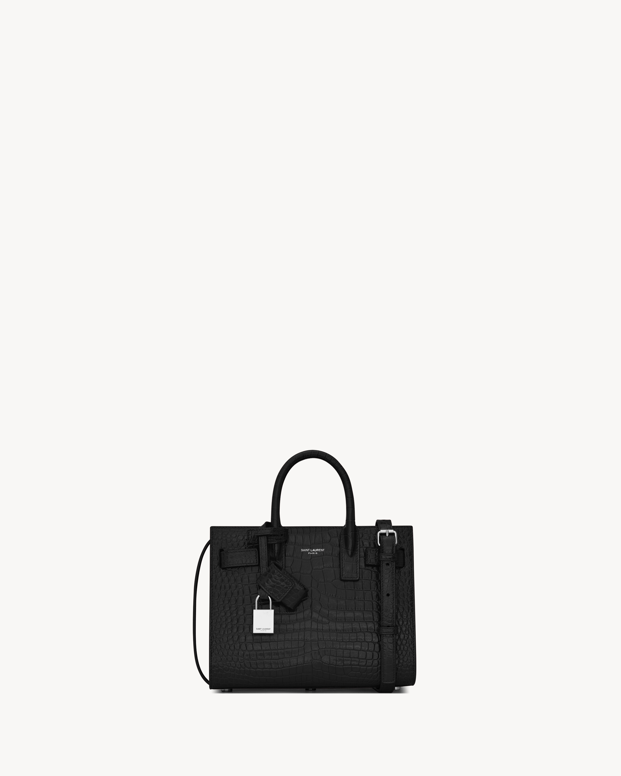 

Сумка Sac de Jour из кожи с тиснением под крокодила - нано Saint Laurent, черный