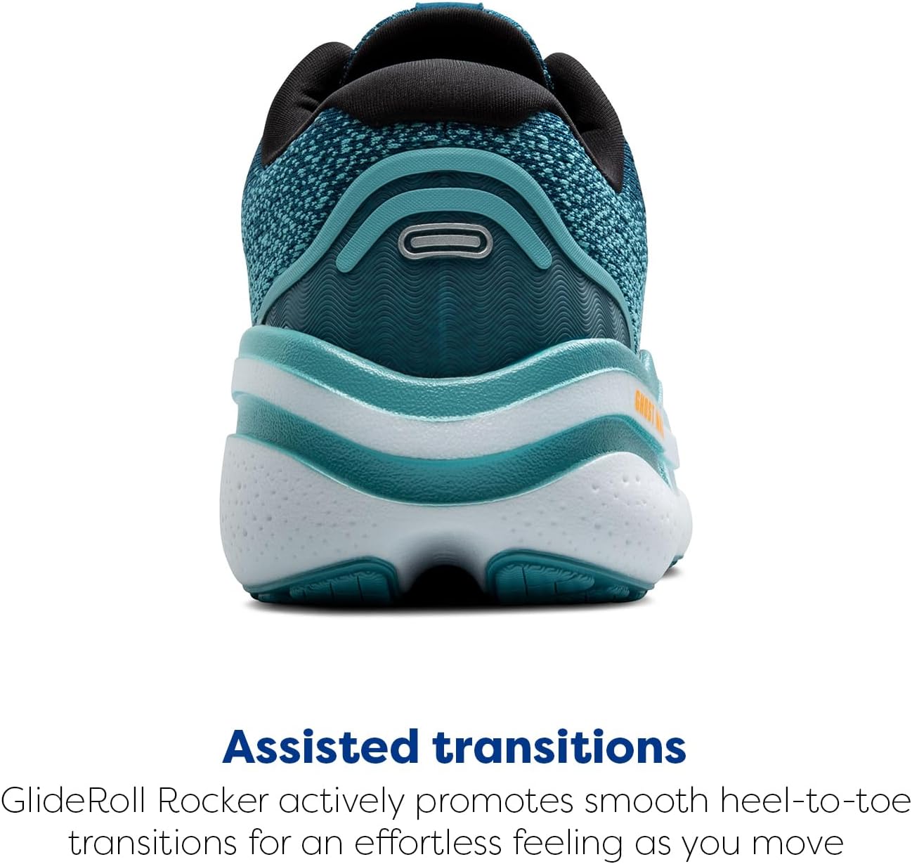 Мужские кроссовки Brooks Ghost Max 2 для бега и ходьбы, синий/оранжевый/бирюзовый — фото 3
