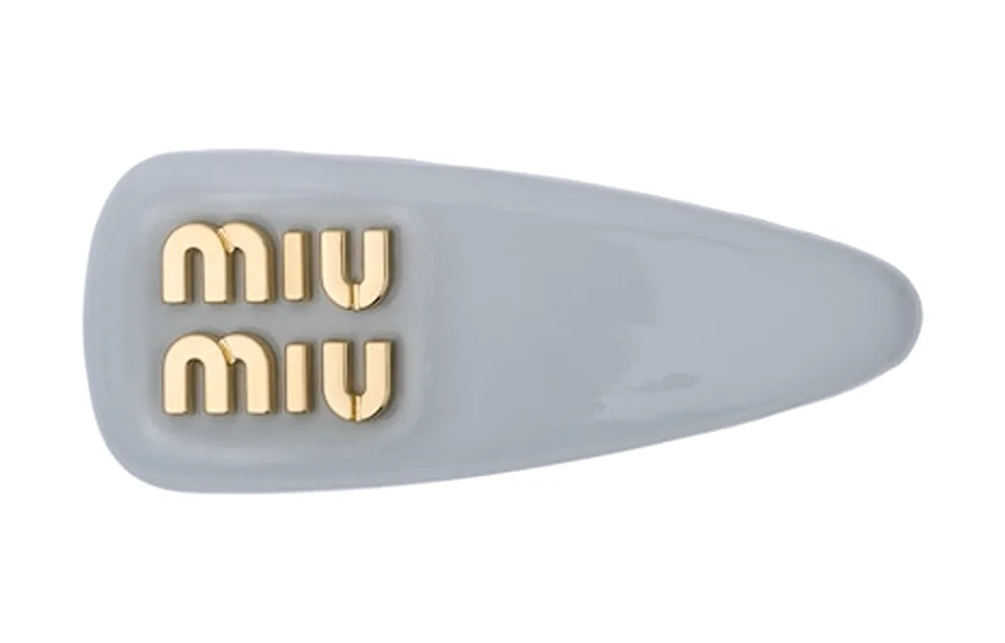 MIU MIU Кожаные металлические заколки для волос Women's Gray — фото 3
