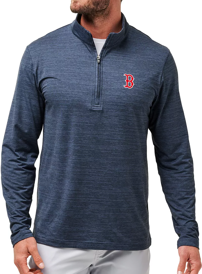 

Мужская темно-синяя футболка TravisMathew Boston Red Sox с молнией 1/4