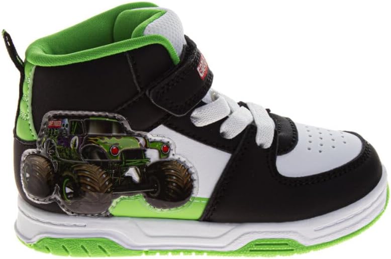 Детские кроссовки Character Boys с высоким верхом Cars, Monster Jam, Paw Patrol, Spider-Man, Sonic, повседневные спортивные с застежкой для малышей, размер 6-10, 11-12 для маленьких детей Josmo, черный/зеленый — фото 2