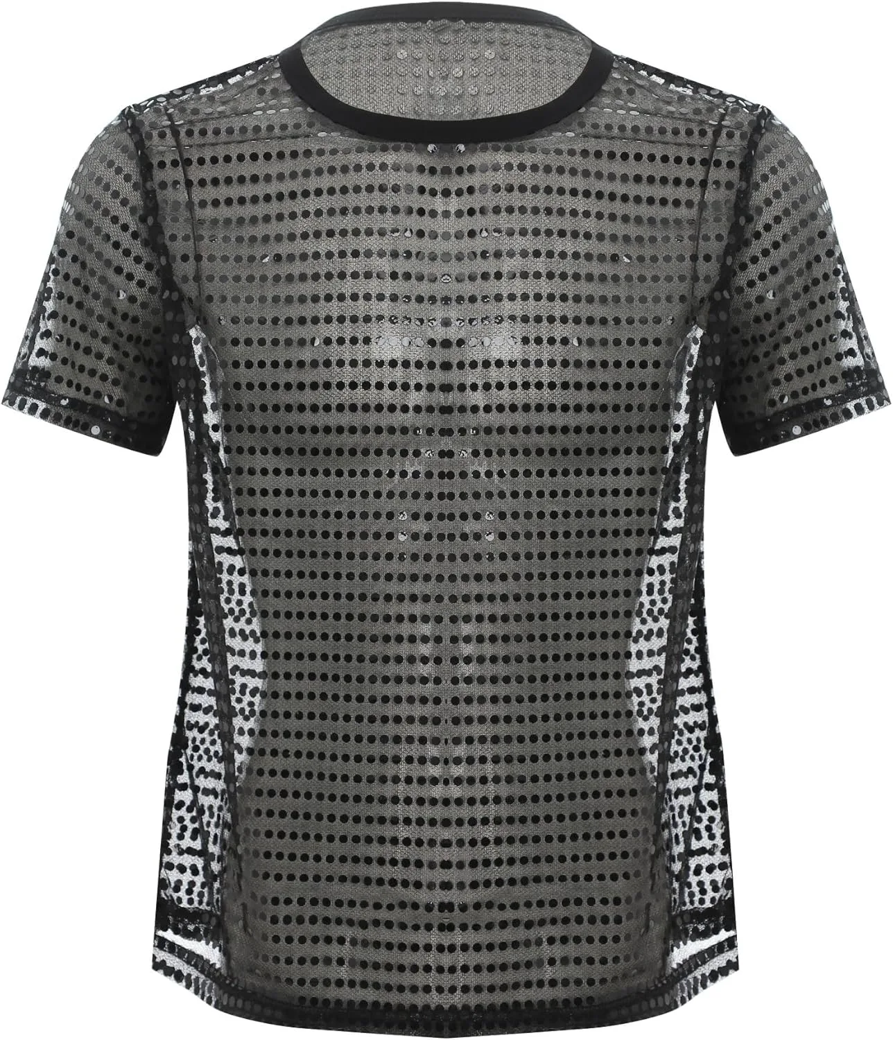 

Футболка Freebily мужская с пайетками, короткий рукав, ультратонкая