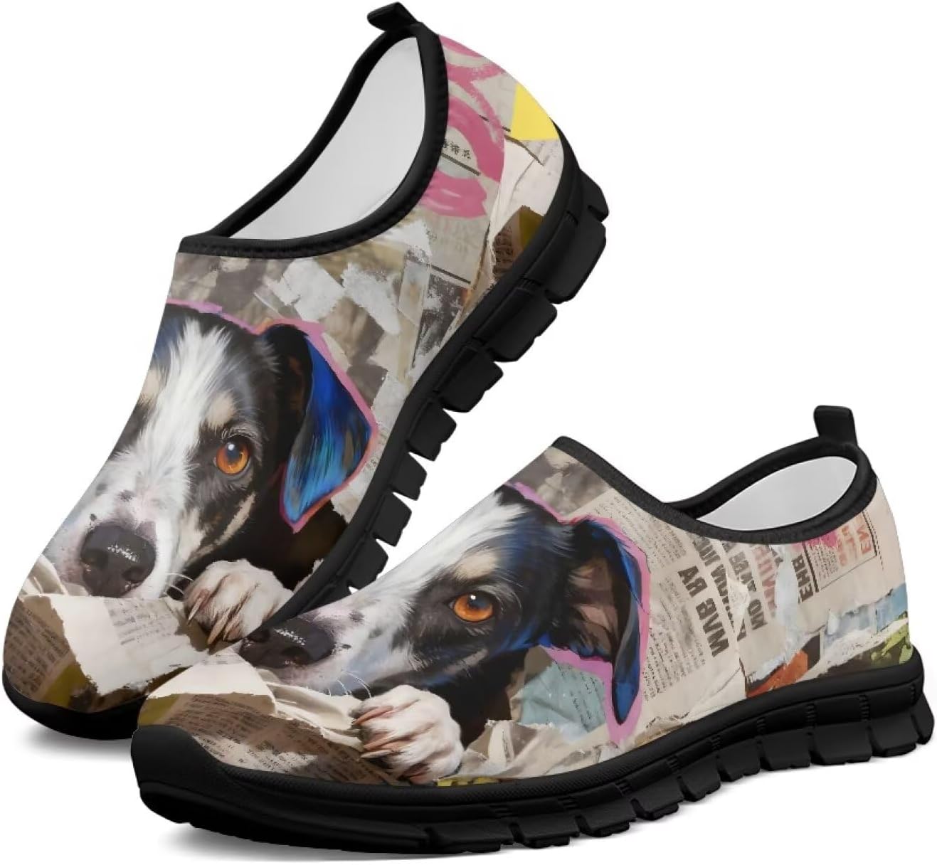 

Женские кроссовки для ходьбы с поддержкой свода стопы, слипоны, противоскользящие, удобные, дышащие, размер США 5.5-13.5 Chririnla, Funny 3d Border Collie