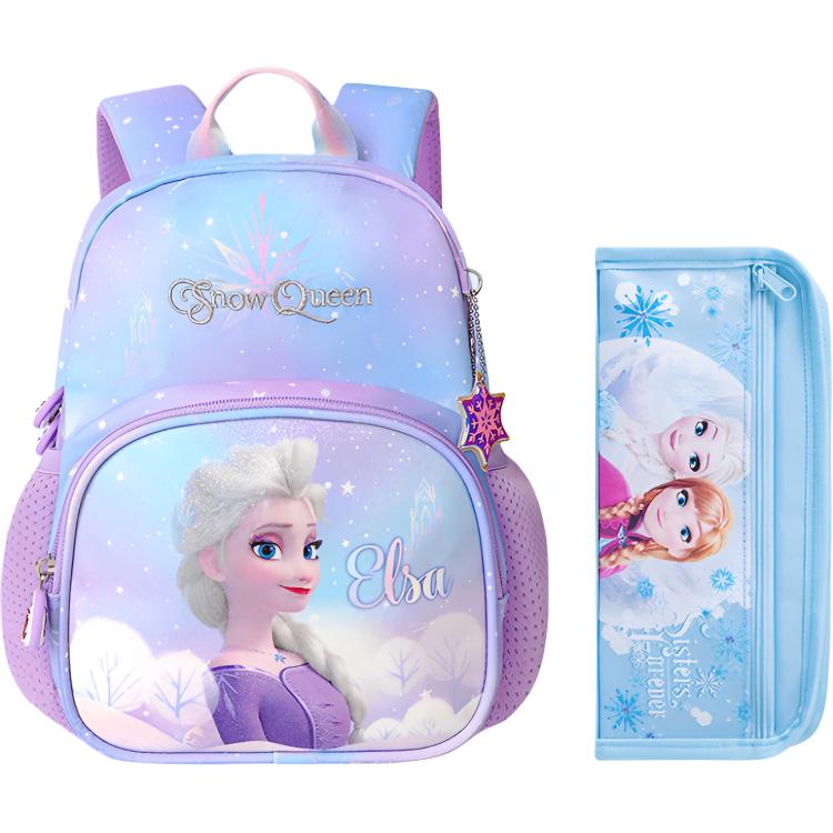 

Disney Студенческий рюкзак из полиэстера небольшой разноцветный, Elsa Gradient Purple+Pen Pouch