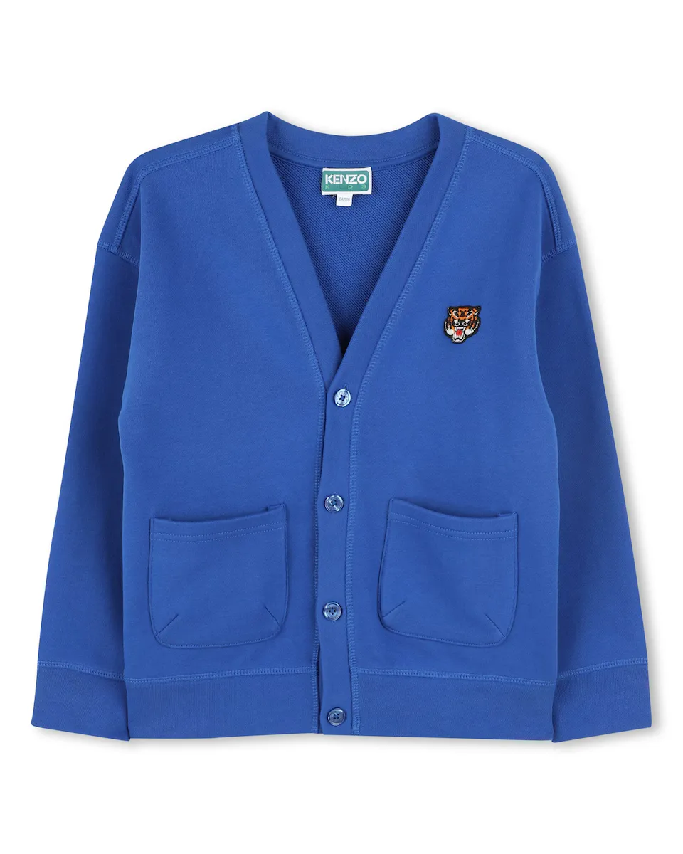 

Детская куртка с карманами и застежкой на пуговицы Kenzo Kids, синий индиго