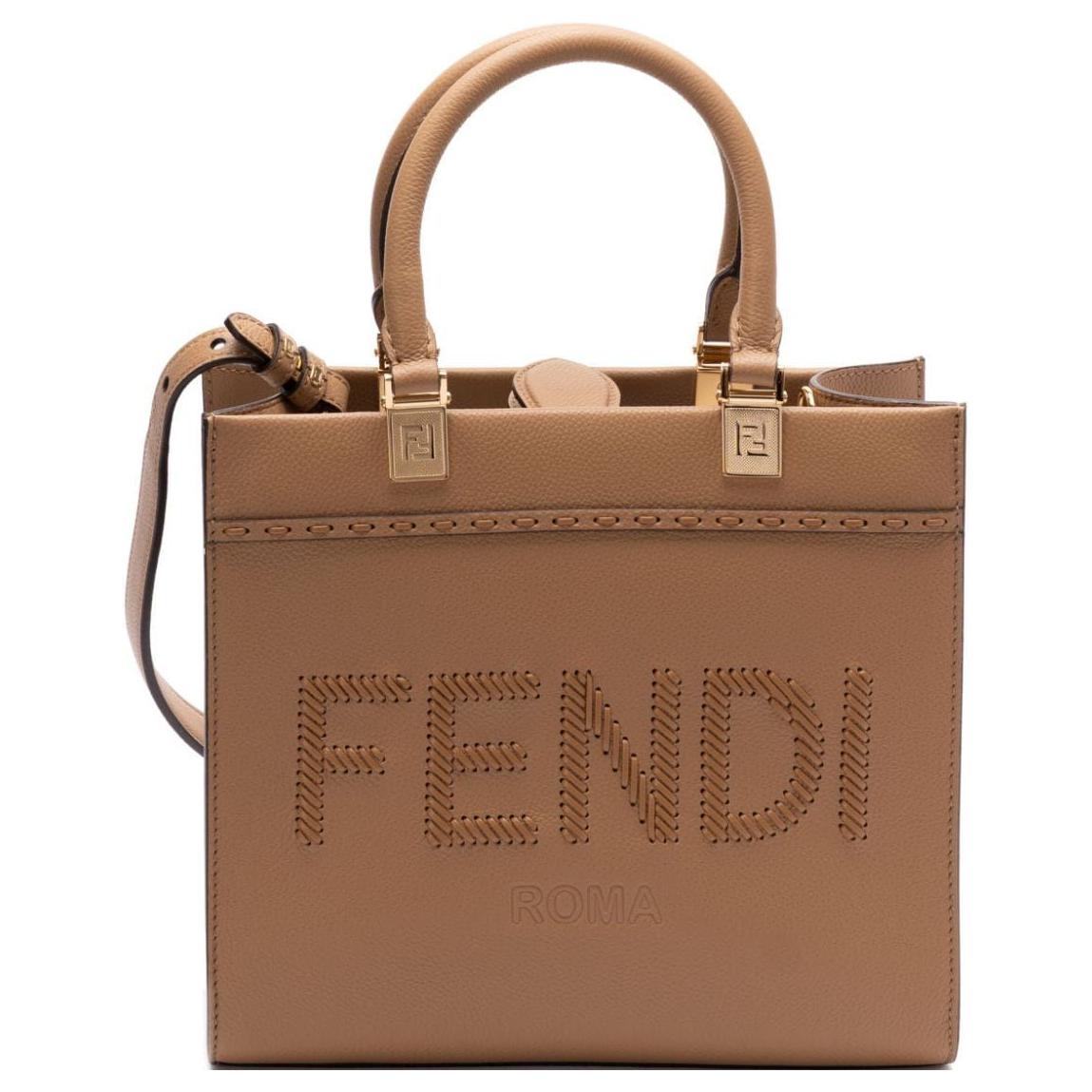 

FENDI Солнечная сумка из телячьей кожи для покупок через плечо маленького размера женская коричневая Sunshine