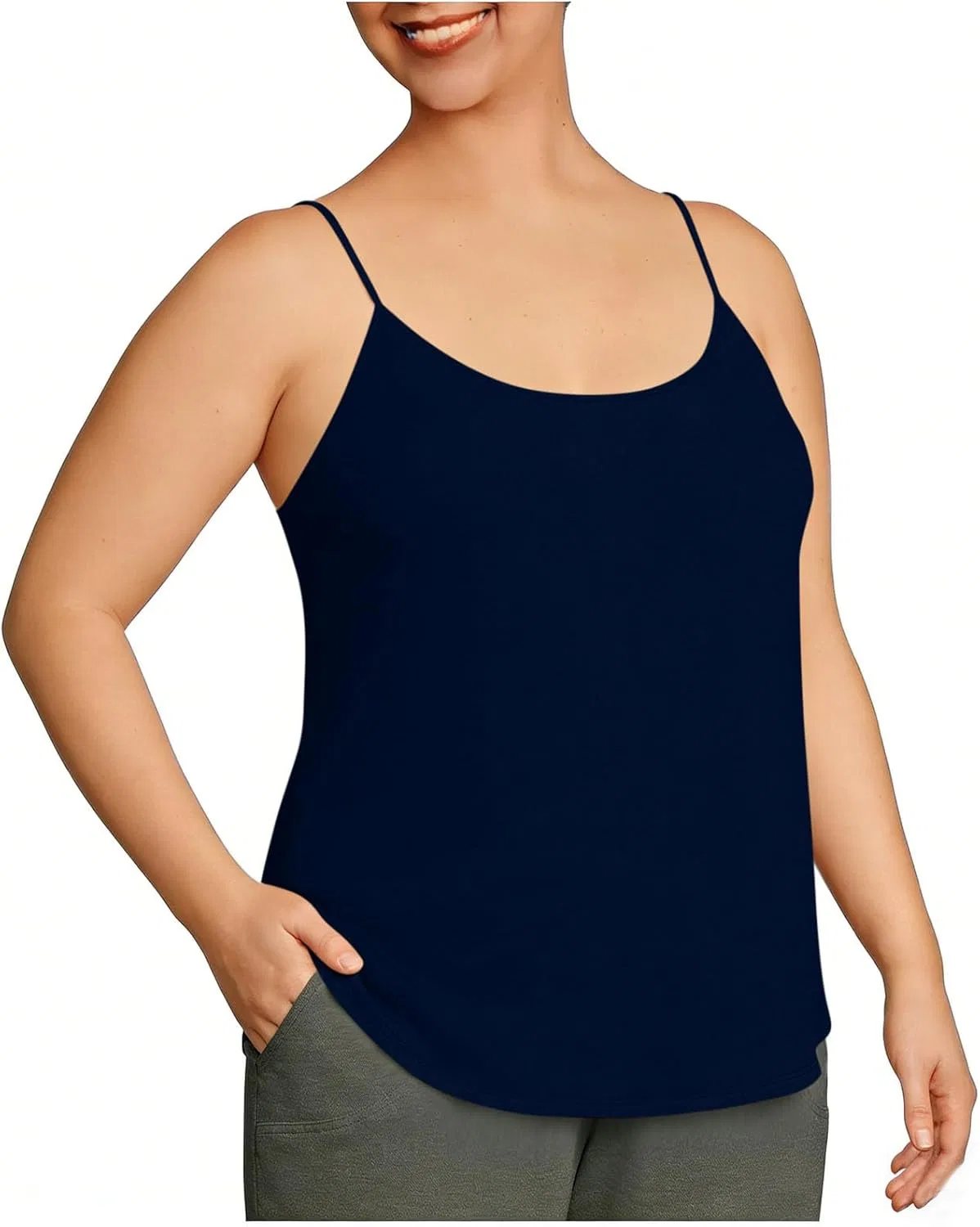 Топ-майка женская Plus Size, на бретелях, без рукавов, для тренировок, базовый, однотонный, серый — фото 2