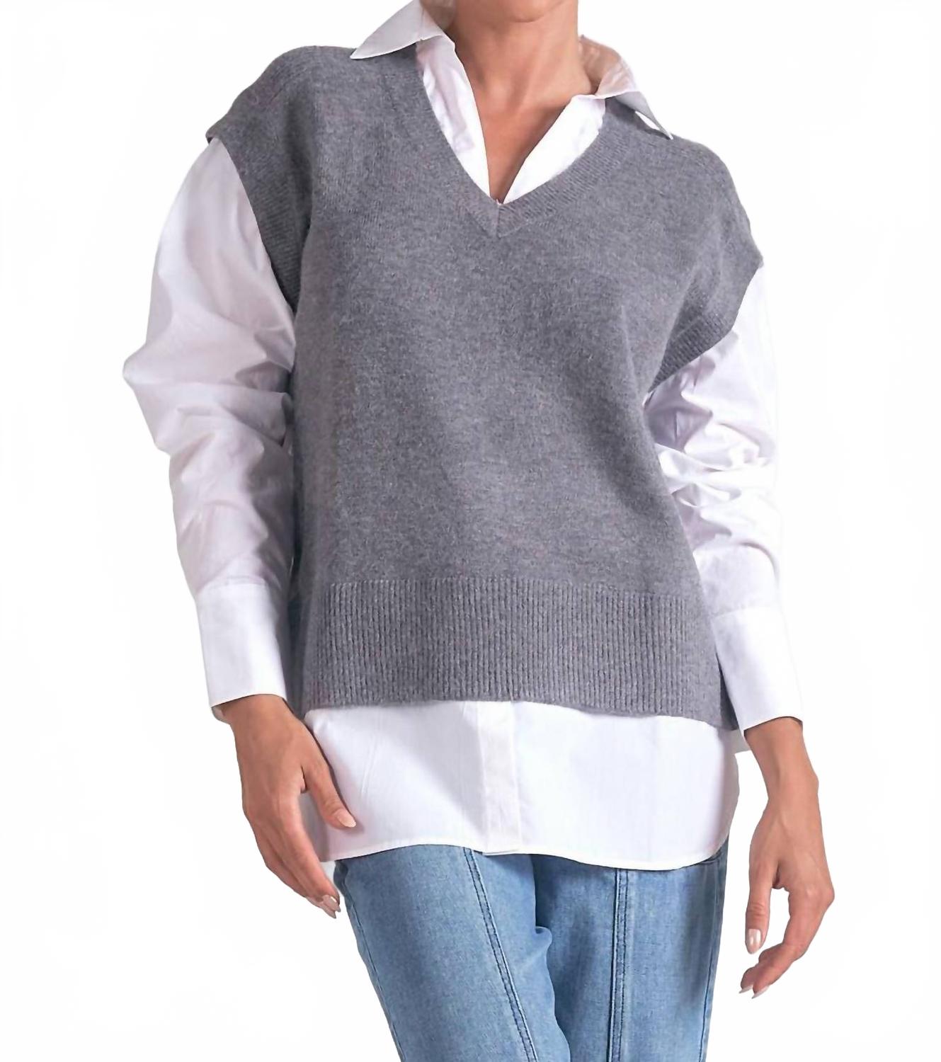 

ELAN Футболка Two Fer с длинными рукавами, серая