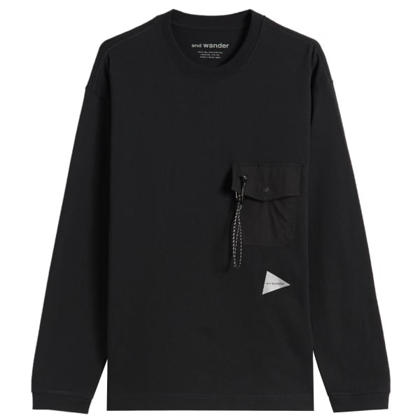 

Футболка из плотного хлопка с длинным рукавом и карманом And Wander, черный