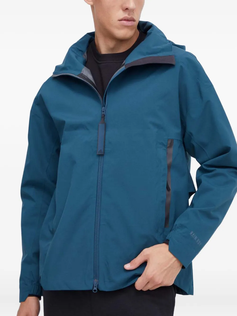 

Куртка с капюшоном и принтом логотипа adidas, синий