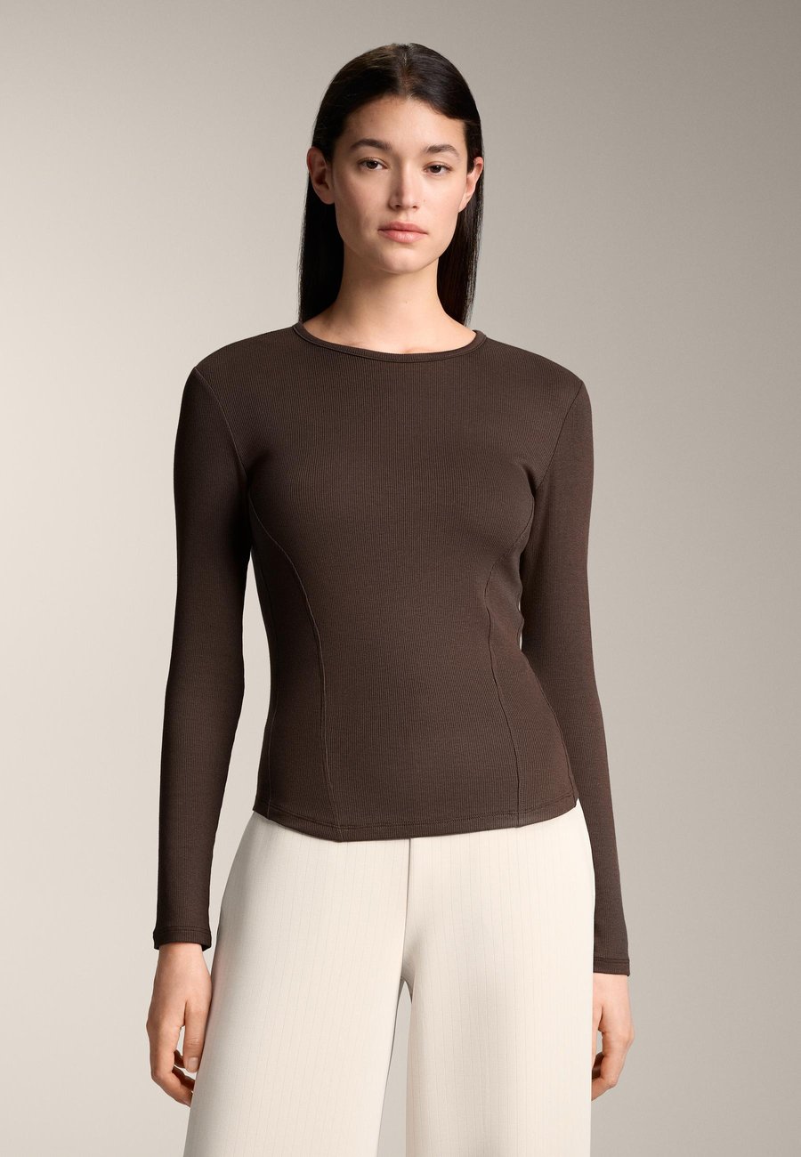 

Топ OYSHO LONG SLEEVE RIB, Brown