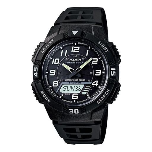 

Часы CASIO Waterproof Sports Shockproof Solar Powered Mens Black Analog, черный