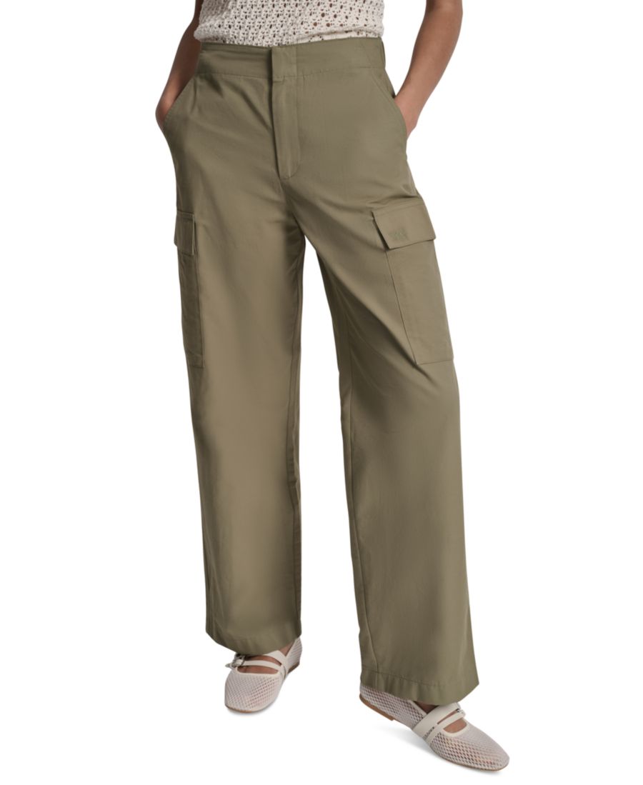 

Женские брюки-карго с высокой посадкой и прямыми штанинами DKNY Jeans, Kj5 - Utility Green