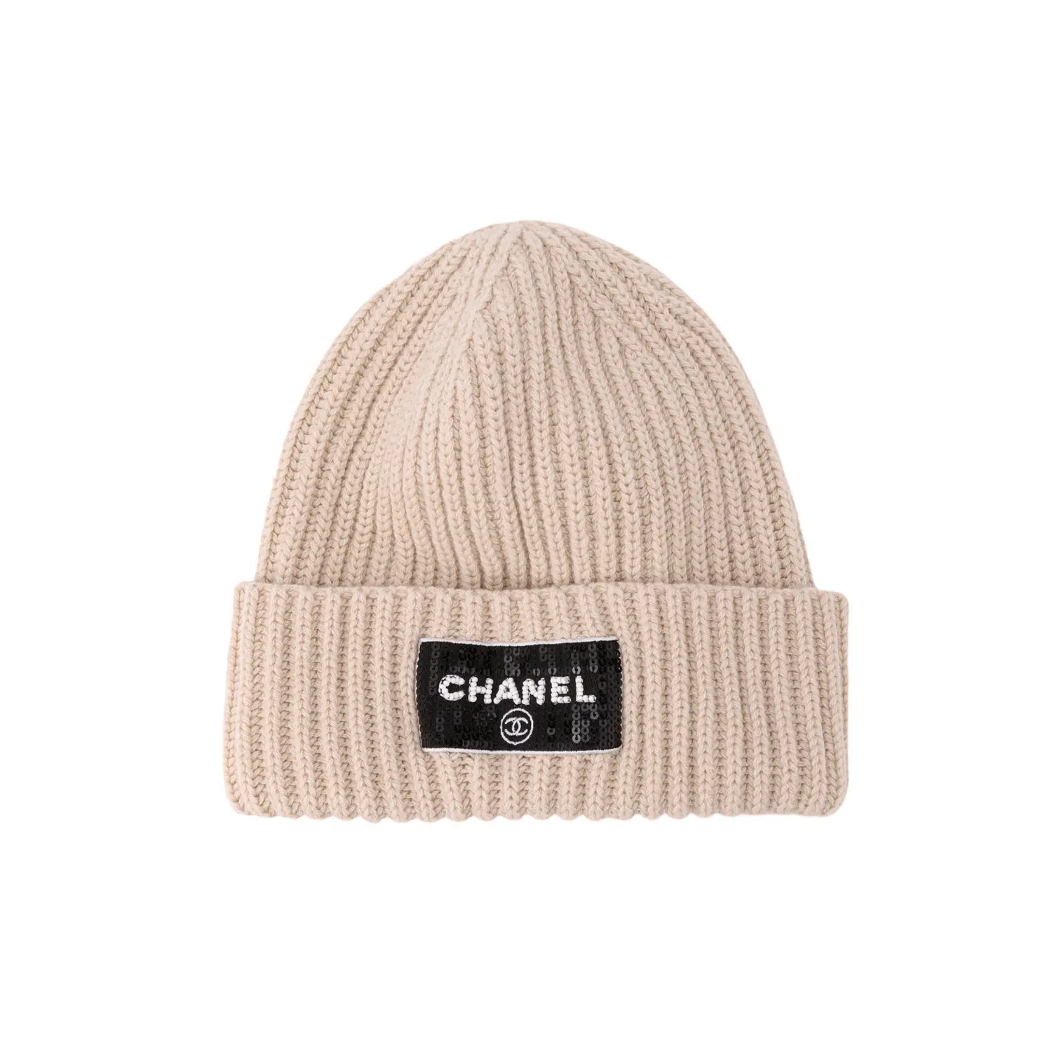 

Шерстяная унисекс-бини бежевого цвета CHANEL