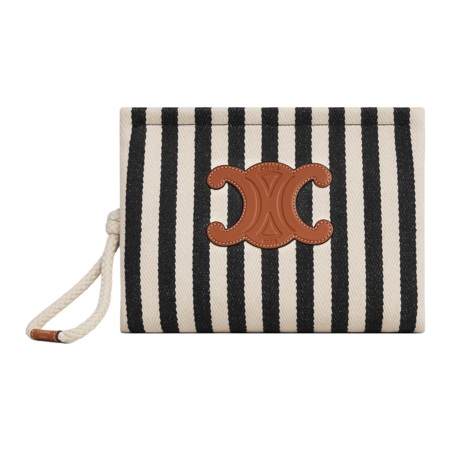 

Футболка из ткани с клатчем из телячьей кожи Женская черно-белая CELINE