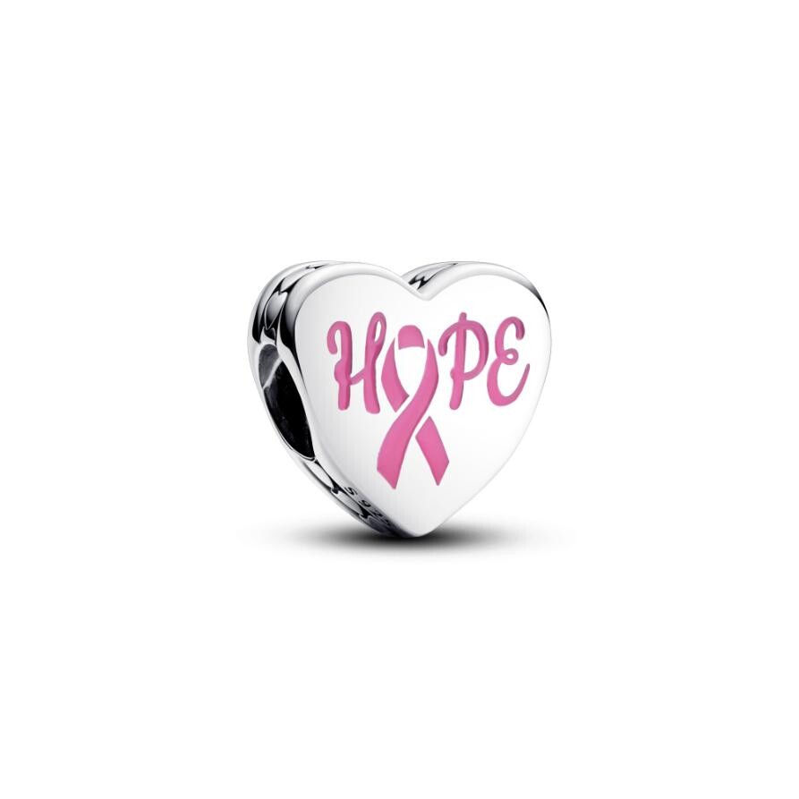 

Шарм Hope heart sterling silver charm with pink enamel Pandora, стерлинговое серебро