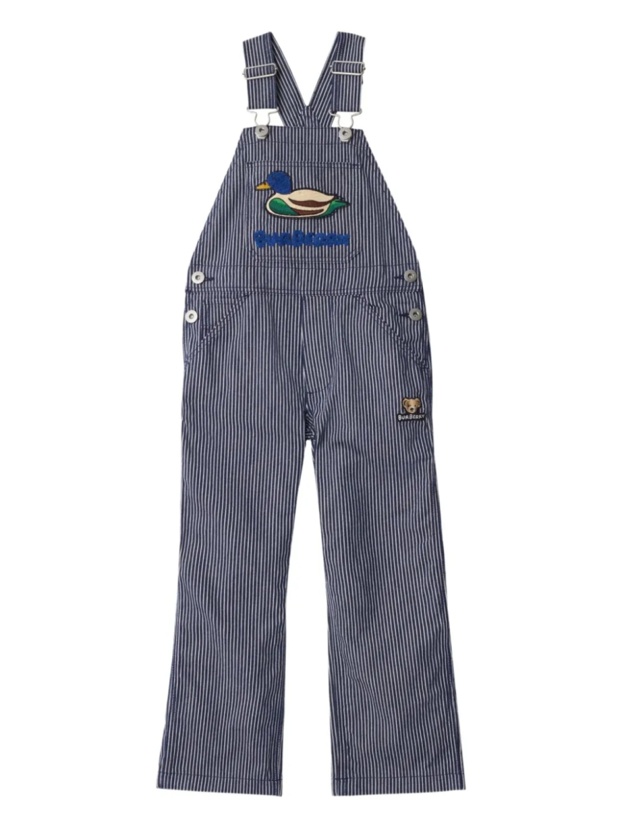 

Полосатый джинсовый комбинезон Burberry Kids, синий