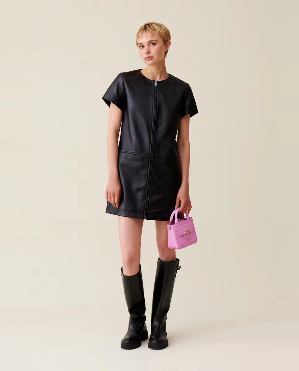

Короткое кожаное платье на молнии Claudie Pierlot, черный