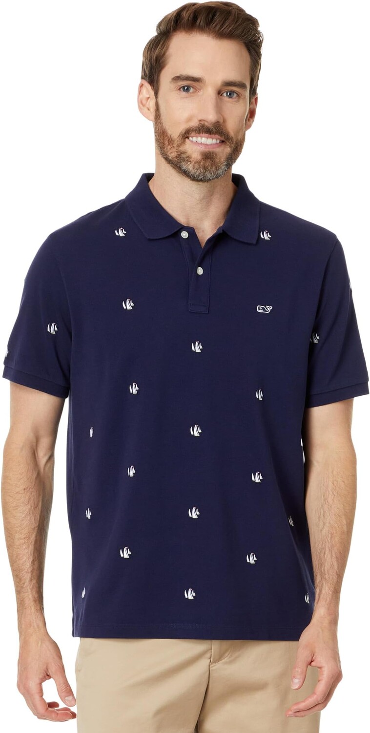 

Поло Vineyard Vines Novelty Heritage Pique Polo, цвет Sail Boat Naut Navy