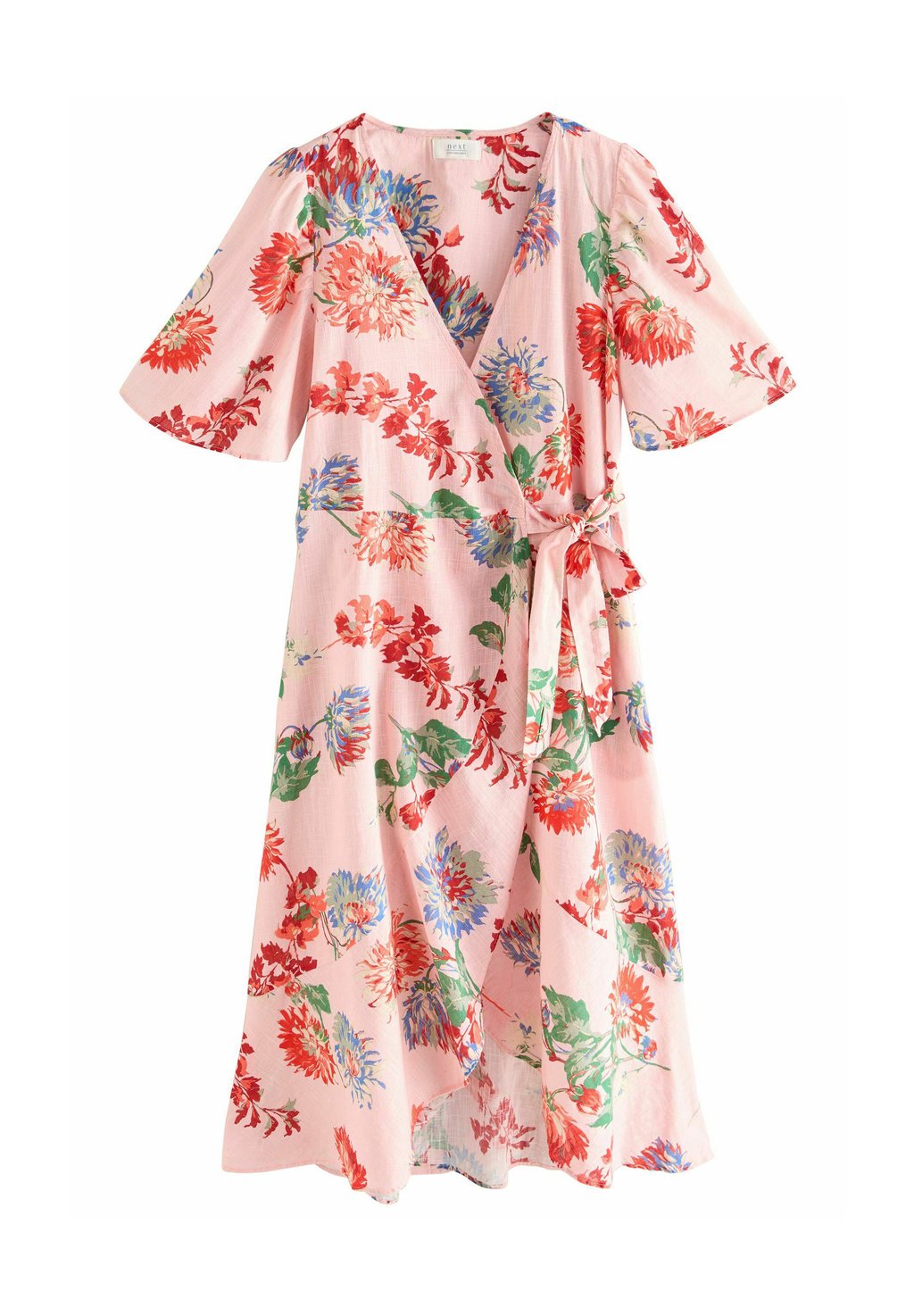 

Повседневное платье REGULAR FIT-FLUTTER SLEEVE WRAP MIDI Next, розовый