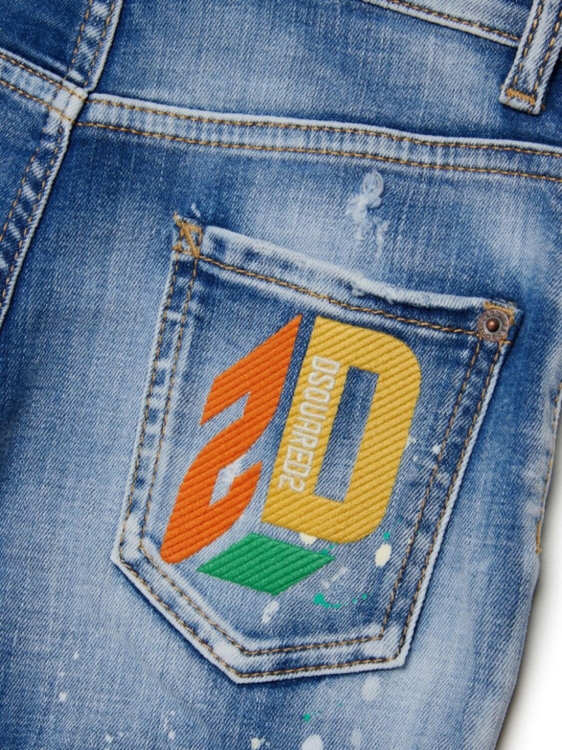 Dsquared2 прямые джинсы с вышитым логотипом, синий — фото 4
